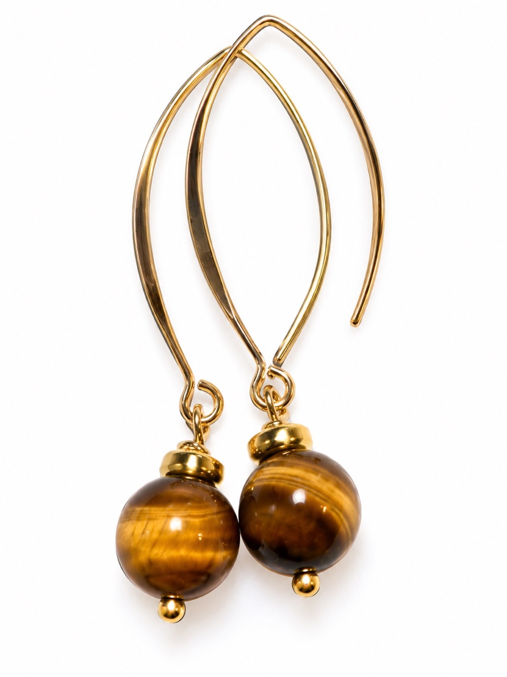Gold-Tone Tiger Eye Drop Earrings